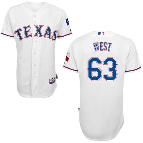 Matt West #63 MLB Jersey-Texas Rangers Men's Authentic Home White Cool Base Baseball Jersey